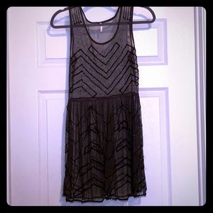 Free People sheer mesh beaded top